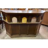 1970S DARK OAK OLD CHARM PANELLED DRINKS BAR WITH GLAZED WINDOW INSERTS