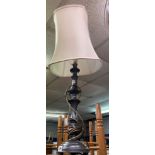 SINGLE BALUSTER KNOPPED COLUMN BALUSTER LAMP AND SHADE