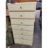 CREAM GLOSS FRONT SIX DRAWER CHEST