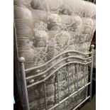 DOUBLE DIVAN BED WITH WHITE METAL HEADBOARD