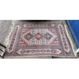 20TH CENTURY RED AND BLUE PATTERNED RUG