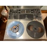 SONY THREE HEAD TAPE RECORDER AND A PAIR OF SPEAKERS