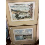 PAIR OF WATERCOLOURS DEPICTING LAKE SCENES BY A.D.