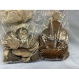 TWO BAGS OF PRE DECIMAL CONS INCLUDING EARLY 20TH CENTURY SILVER COINS