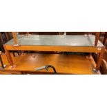 1960S TEAK OBLONG COFFEE TABLE WITH INSET GREEN MARBLE SLAB TOP