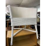 WHITE PAINTED WICKER TUB CHAIR