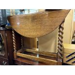 MEDIUM OAK BARLEY TWIST DROP LEAF TABLE