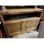 MATCHING ELM SIDE CABINET WITH SLIDING GLAZED DOORS