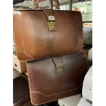 FOUR VINTAGE TAN LEATHER BRIEFCASES AND ONE OTHER