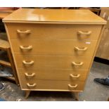 MID 20TH CENTURY BEEWISE LIGHT WOOD FIVE DRAWER CHEST