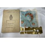 MILITARY ROAD MAP OF INDIA DATED 1945 AND MILITARY TUNIC BUTTON BUFFING GAUGE,