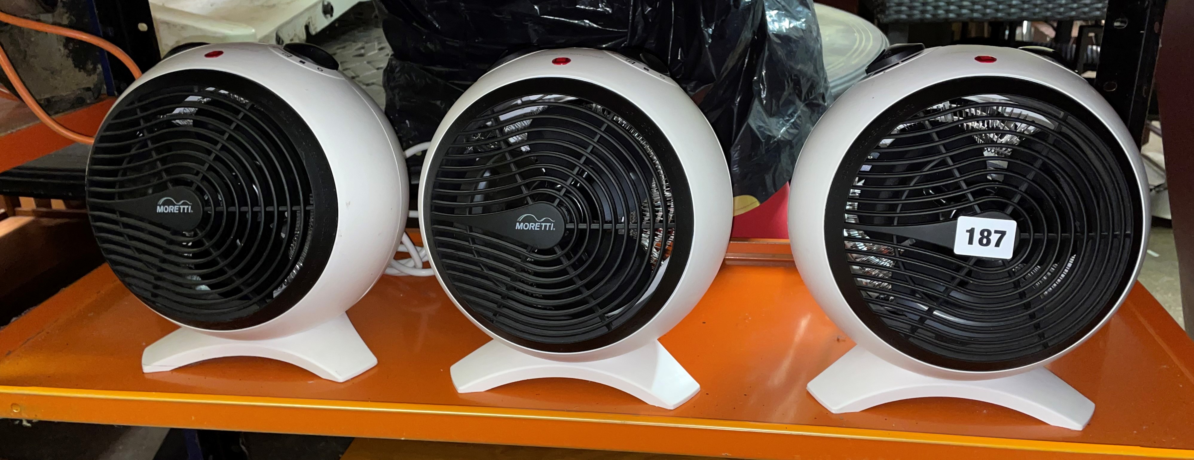 THREE MORETTI BALL FAN HEATERS