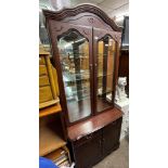 REPRODUCTION MAHOGANY GLAZED DISPLAY CABINET AND MATCHING MEDIA CABINET