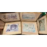FIVE WILLIAM RUSSELL FLINT PRINTS FRAMED AND GLAZED