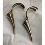 PAIR OF SILVER BEADED CONE SHAPE POSY HOLDERS