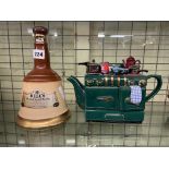 SEALED BELLS SCOTCH WHISKEY FLASK AND NOVELTY OVEN RANGE TEAPOT
