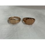 9CT ROSE GOLD SIGNET RING AND ONE OTHER 7.