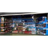 SHELF OF BOXED CORGI EDDIE STOBBART DIECAST MODEL CARS