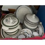 CARTON CONTAINING GRINDLEY GREEN GABLES PART DINNER SERVICE, TUREENS AND PLATTERS,