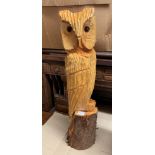 CARVING OF THE OWL ON TREE STUMP 71CM H