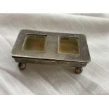 SILVER DOUBLE SIDED GLAZED TOP OBLONG STAMP BOX