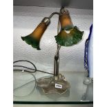 REPRODUCTION ART NOUVEAU STYLE TWIN LILY LAMP