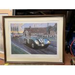 ARTISTS PROOF PRINT JAGUAR AT WHITE HOUSE - LE MANS 1953 BY NICOLAS WATTS ALSO SIGNED BY DRIVER