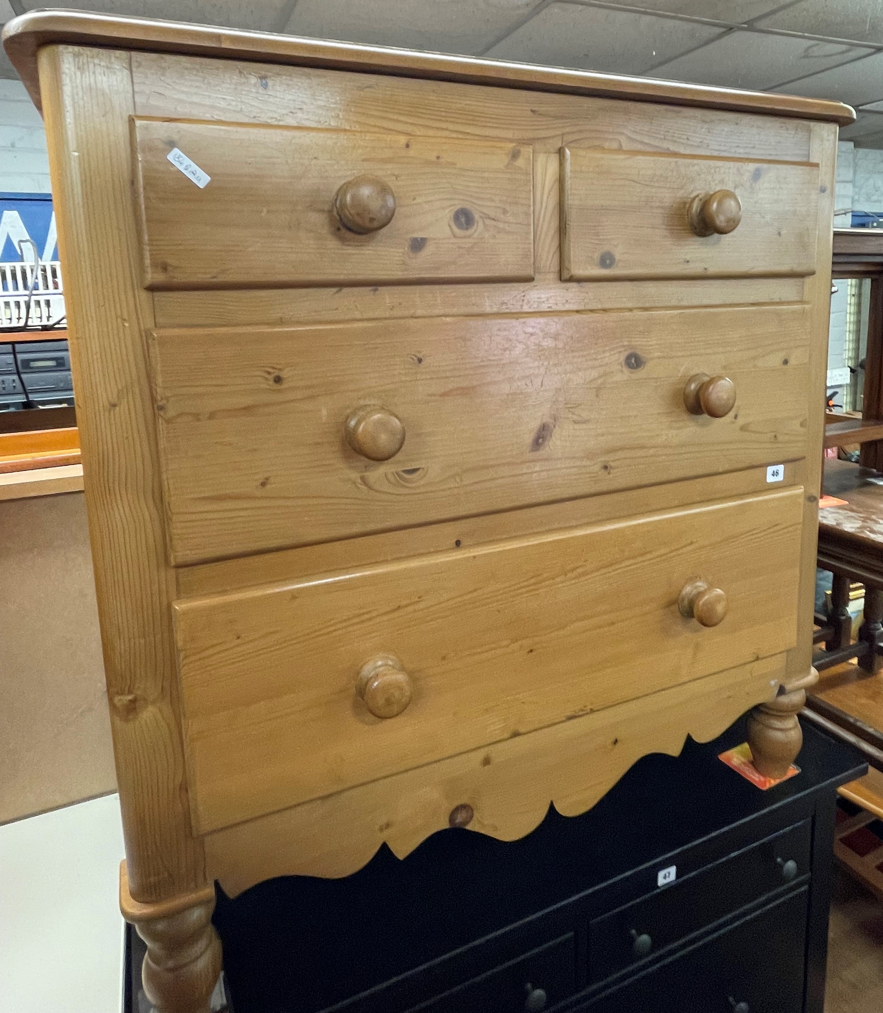 VICTORIAN WAX PINE TWO OVER TWO DRAWER CHEST
