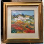 PHILIPPE JANIN FRENCH PROVENCE LANDSCAPE FRAMED AND GLAZED