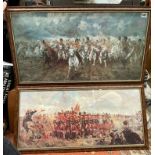 PAIR OF PRINTS - SCOTLAND FOREVER BY LADY BUTLER FRAMED AND GLAZED AND QUATRE BARS BY LADY BUTLER