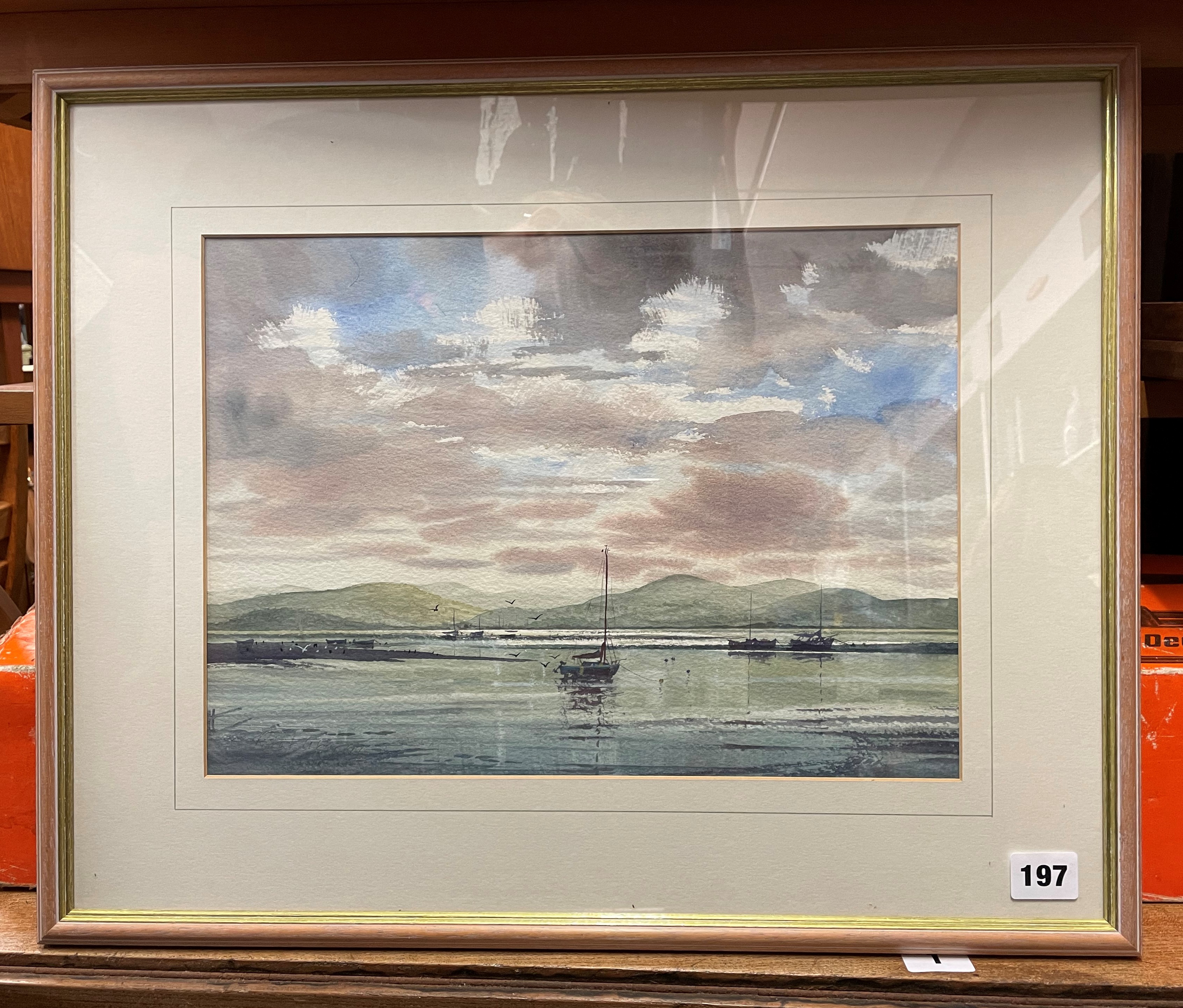 WATER COLOUR ENTITLED A MOMENT OF CALM BY ROBERT MAY FRAMED AND GLAZED