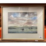 WATER COLOUR ENTITLED A MOMENT OF CALM BY ROBERT MAY FRAMED AND GLAZED