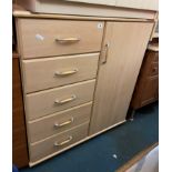 BEECH MOBILE COMBINATION CUPBOARD AND DRAWERS