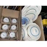 HAND PAINTED ART DECO PART DINNER SET AND A BOX OF EIGHT WATERSIDE CUPS
