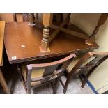 OAK DRAWER LEAF TABLE AND FOUR CHAIRS