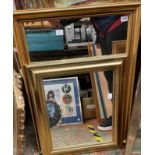 GILT FRAMED MIRROR AND ONE OTHER SMALLER MIRROR
