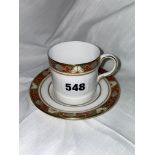 ROYAL CROWN DERBY CLOISONNE CUP AND SAUCER