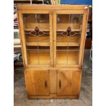 MEDIUM OAK LEADED GLAZED ART DECO BOOKCASE