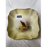 ROYAL WORCESTER GROUSE PAINTED LOBED DISH SIGNED JAS STINTON