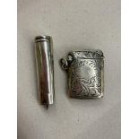 BIRMINGHAM SILVER ENGRAVED VESTA CASE AND CHEST SILVER CHERUTE HOLDER