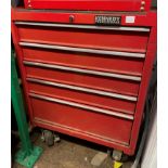 RED KENNEDY PROFESSIONAL MOBILE TOOL CHEST OF DRAWERS - CONTAINING SPANNERS, SCREW DRIVERS,