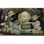 GOOD BOX OF ASSORTED CERAMICS INCLUDING AINSLEY, DENBY,