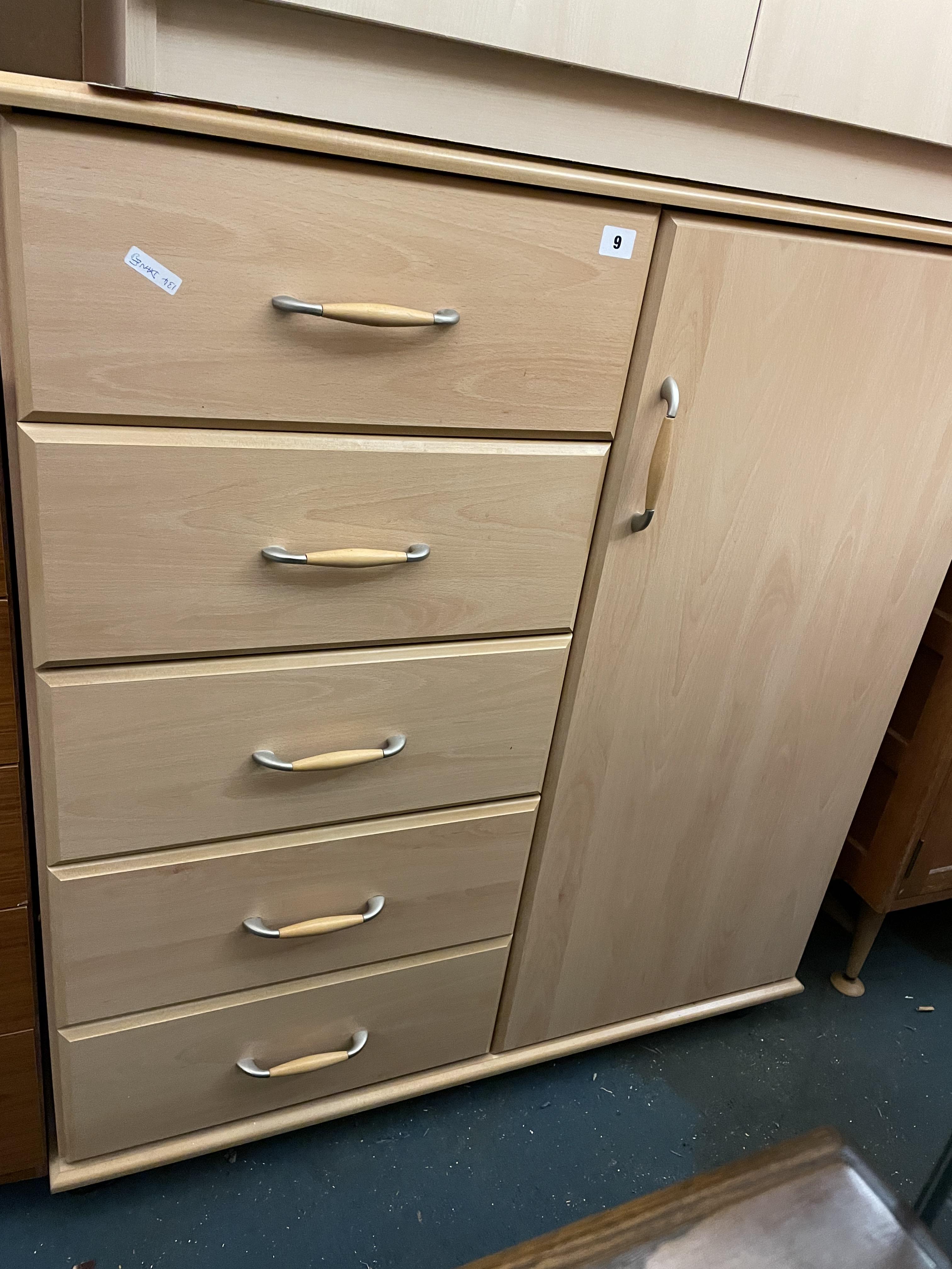 BEECH MOBILE COMBINATION CUPBOARD AND DRAWERS - Image 2 of 3