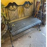 METALWORK LATTICE WEAVE SCROLL ARM GARDEN BENCH 117CM W APPROX