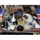 CARTON CONTAINING COPPER LUSTRE RESIST JUG, ROYAL ALBERT NIGHT AND DAY TEASET,