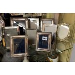 SELECTION OF SILVER PLATED EASEL BACKED PHOTOGRAPH FRAMES AND A BRASS ART NOUVEAU STYLE PHOTOGRAPH