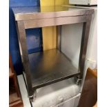 COMMERCIAL CATERING STAINLESS STEEL MOBILE PREP TABLE ON HEAVY DUTY WHEELS 60CM X 60CM APPROX