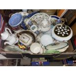 CARTON CONTAINING VARIOUS CERAMICS, ROSEBOWL, TEAPOTS,