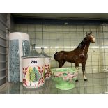 BESWICK GLOSS HORSE MALING LUSTRE BOWL,