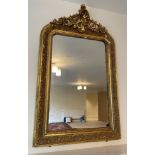 GILDED ACANTHUS CRESTED ARCHED MIRROR 122CM H X 75CM W APPROX